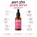 OpenHeart של NOA - הלב רגוע, הרגש מאוזן: הפחתת תחושות כאב וחרדה, פתיחת הלב ונתינת חיבור, חיזוק ביטחון עצמי ואהבה עצמית, פחות כעסים ויותר שלווה