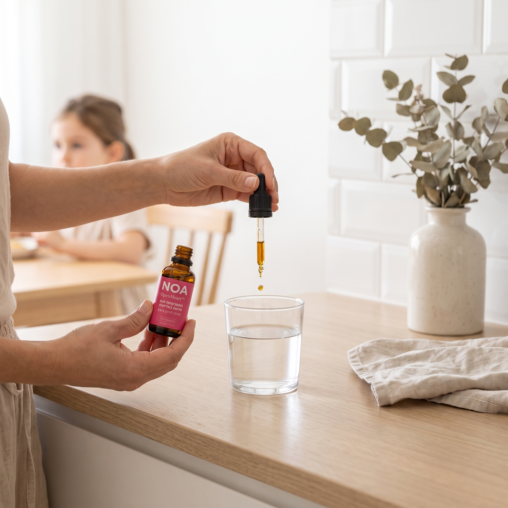 טפטוף NOA OpenHeart™ לכוס מים במטבח | תמצית פרחי באך לילדים